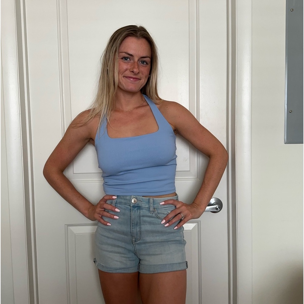 Blue Halter Crop Top